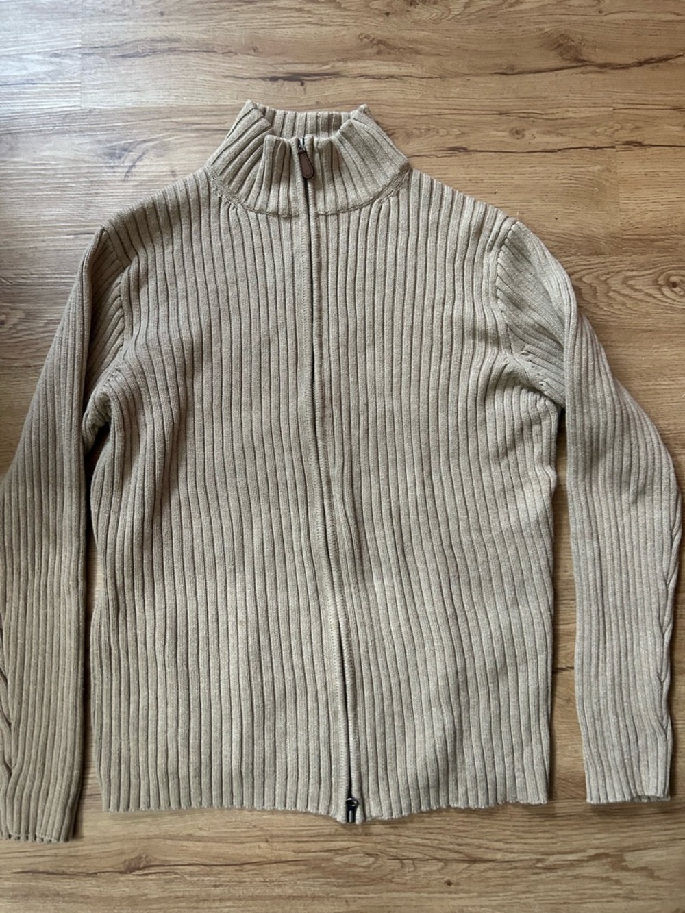 J. Crew Men's Ribbed Full-Zip Sweater - Beige